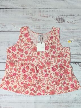 ⭐ Grace + Karma 1XL Pink Floral Sleeveless Peplum Top ⭐